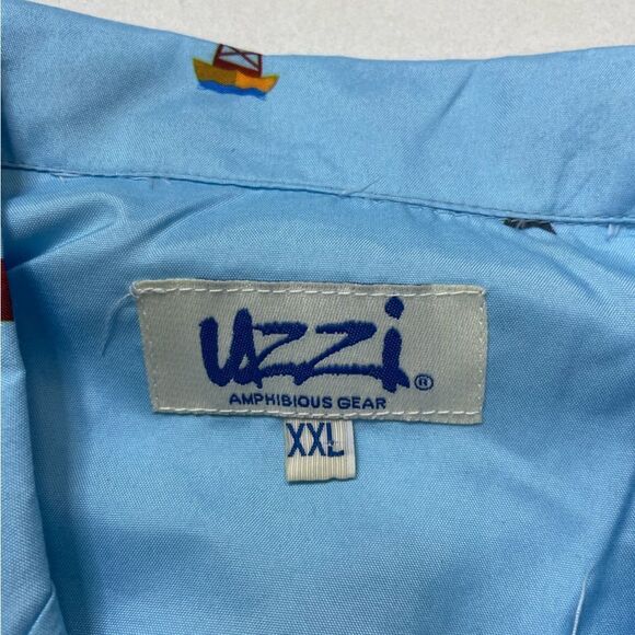 Uzzi Hawaiian All Over Lighthouse Print Shirt Men XXL Blue Short Sleeve NWT - Picture 4 of 7